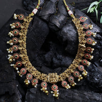 Antique kemp Necklace with jhumkas - Thenianantham