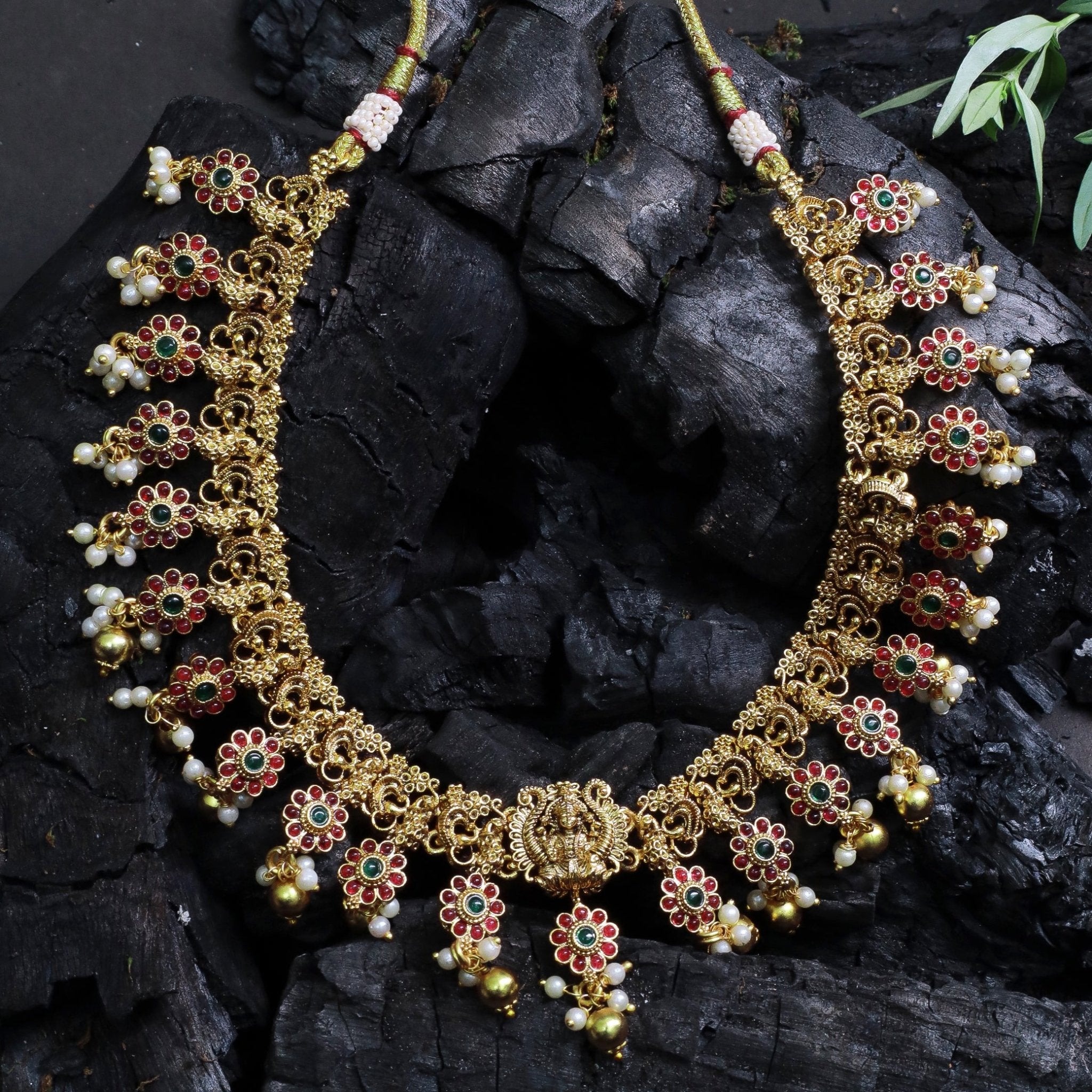 Antique kemp Necklace with jhumkas