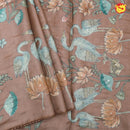 Light brown with Floral Print Raw Silk Saree - Thenianantham