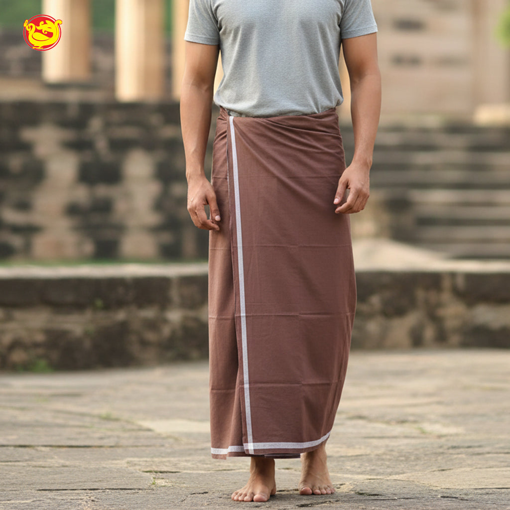 Coffee Brown -Men’s Plain Cotton Lungi – Soft & Comfortable