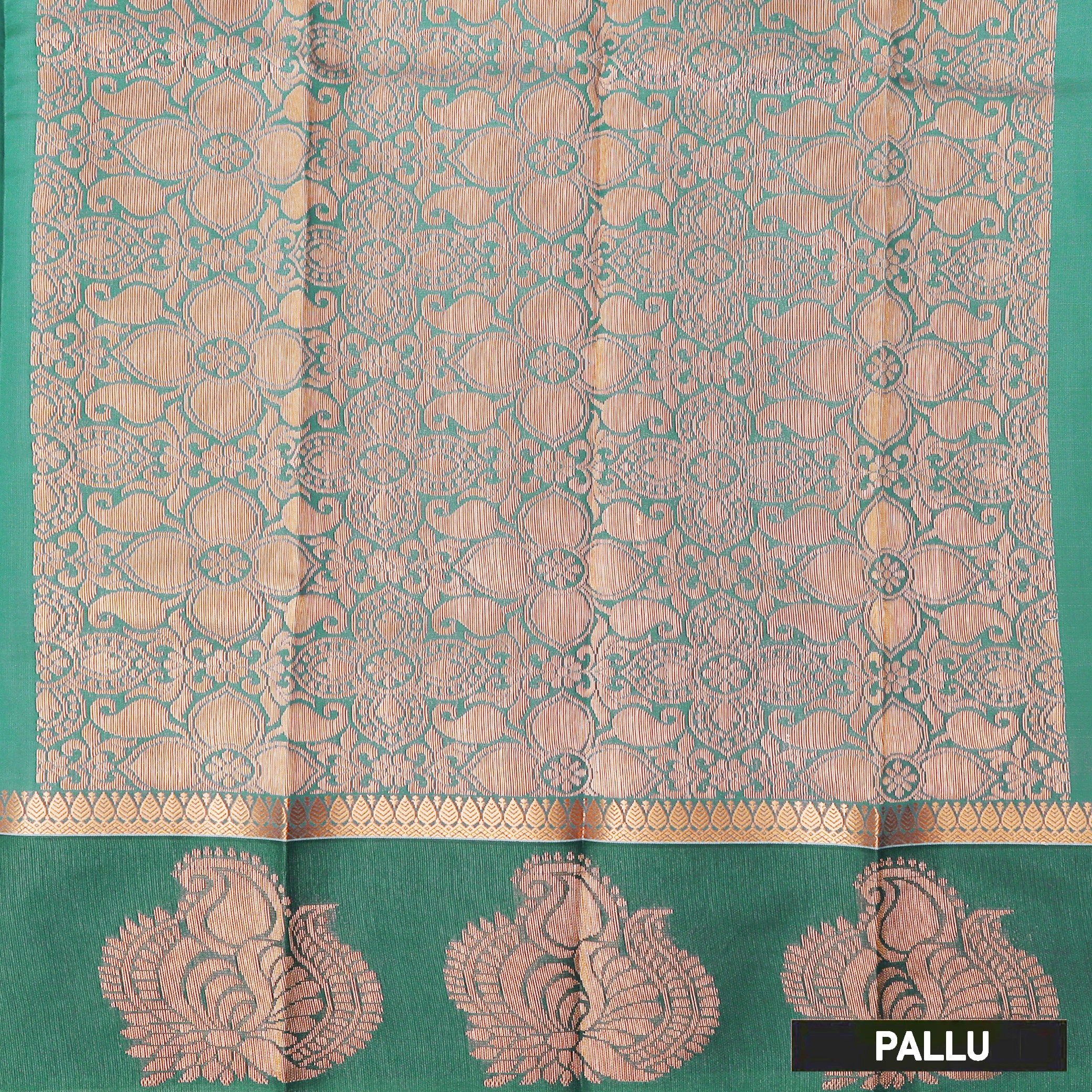 Light Blue With  Green Border Silk Cotton Saree