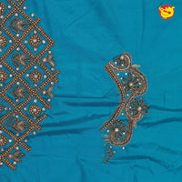 Peacock Blue Bridal Aariwork Blouse - Thenianantham