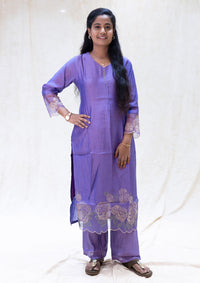 Anicham-Lavender Color Ladies Branded Co-ord-set Readymade