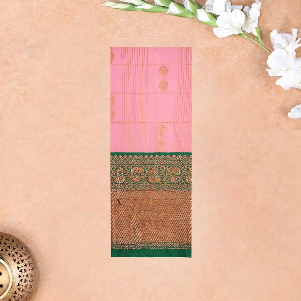 Baby Pink with Green Art Silk Saree