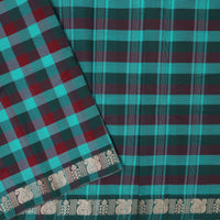 Multi Colour Small Checked Pattern Pure Chettinad Cotton Saree without Blouse