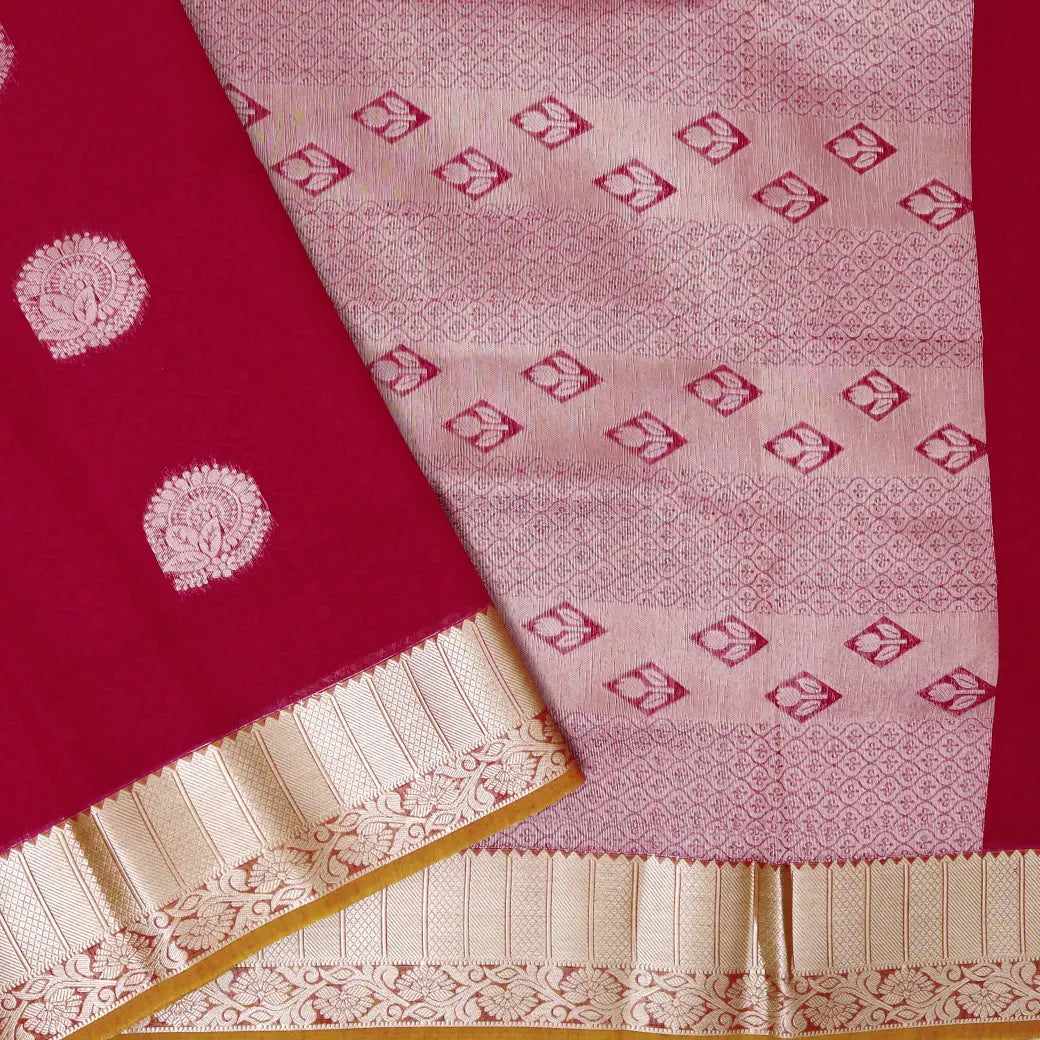 Red  Colour Silk Cotton Saree