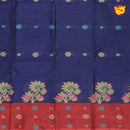 Dark Blue with Brownish-Red Pure Bengal Cotton Saree without Blouse