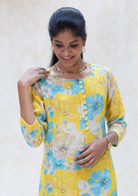Iniya-Yellow with Blue Ladies Branded Umbrella Top Readymade