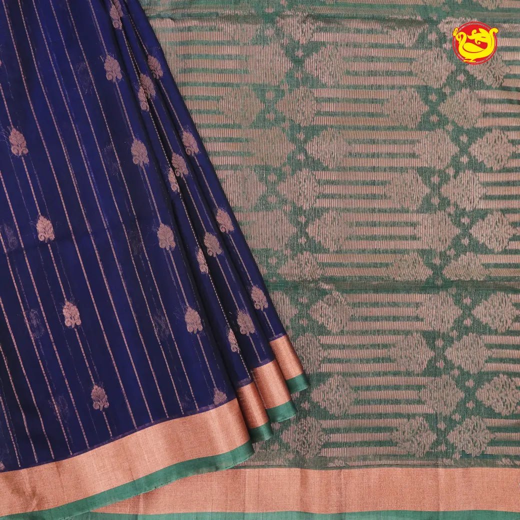 Blue With Green Pure Silk Cotton Saree