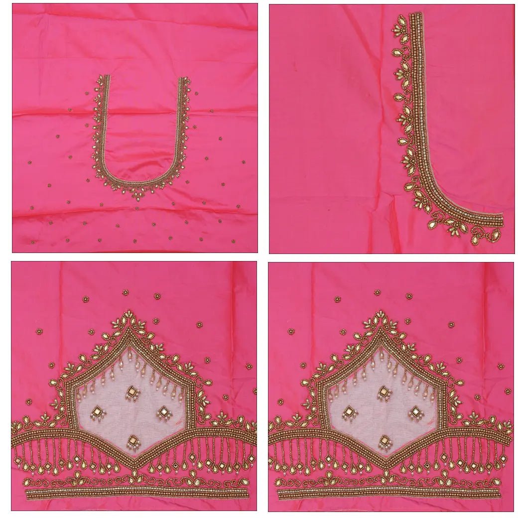 Hot Pink Bridal Aariwork Blouse