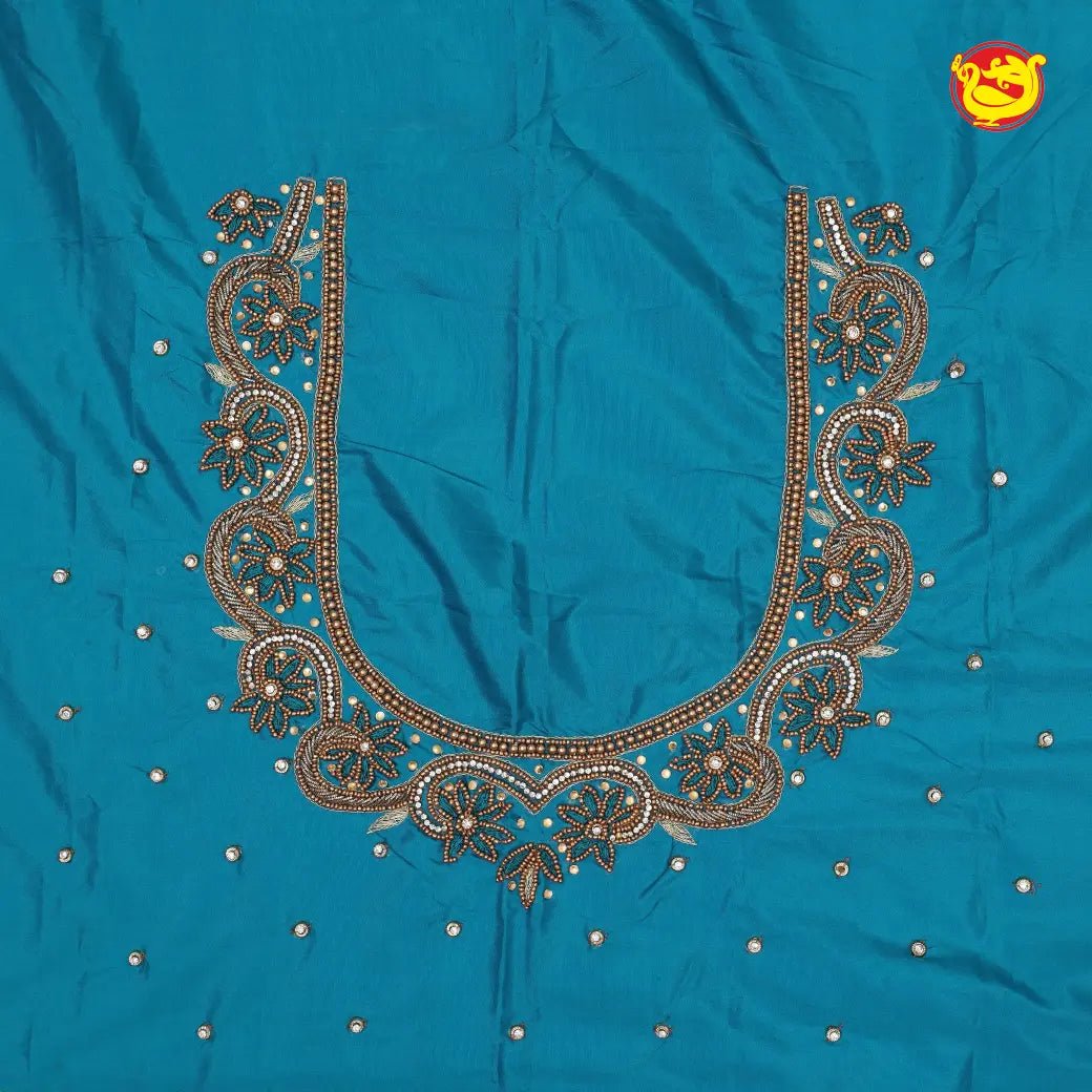 Peacock Blue Bridal Aariwork Blouse