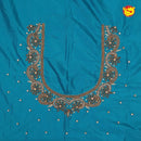 Peacock Blue Bridal Aariwork Blouse - Thenianantham