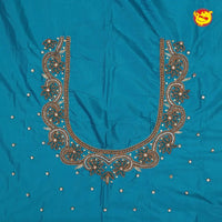 Peacock Blue Bridal Aariwork Blouse - Thenianantham