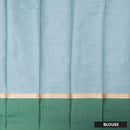 Light Blue With  Green Border Silk Cotton Saree