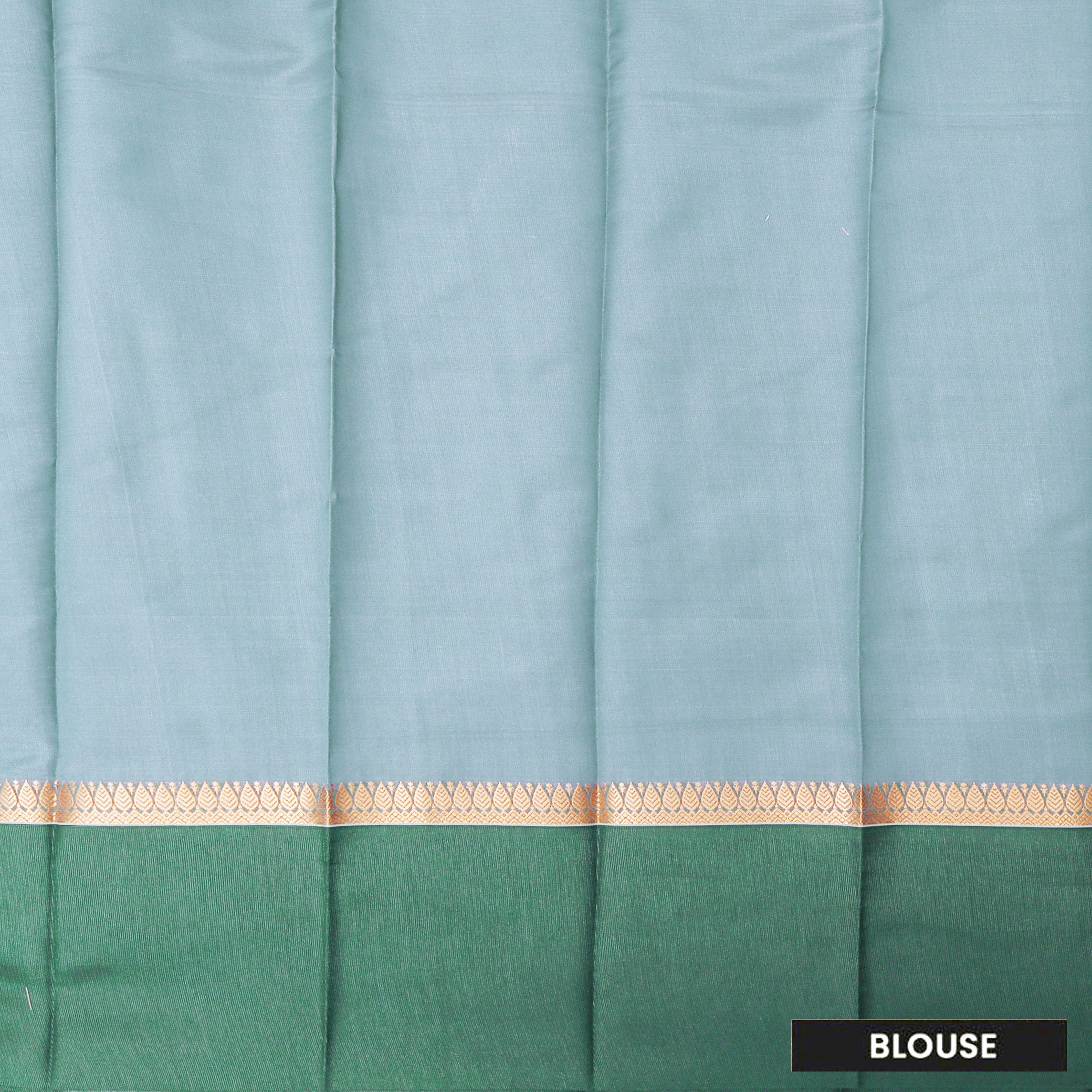 Light Blue With  Green Border Silk Cotton Saree