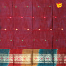 Light Blue with Red  Pure Bengal Cotton Saree without Blouse