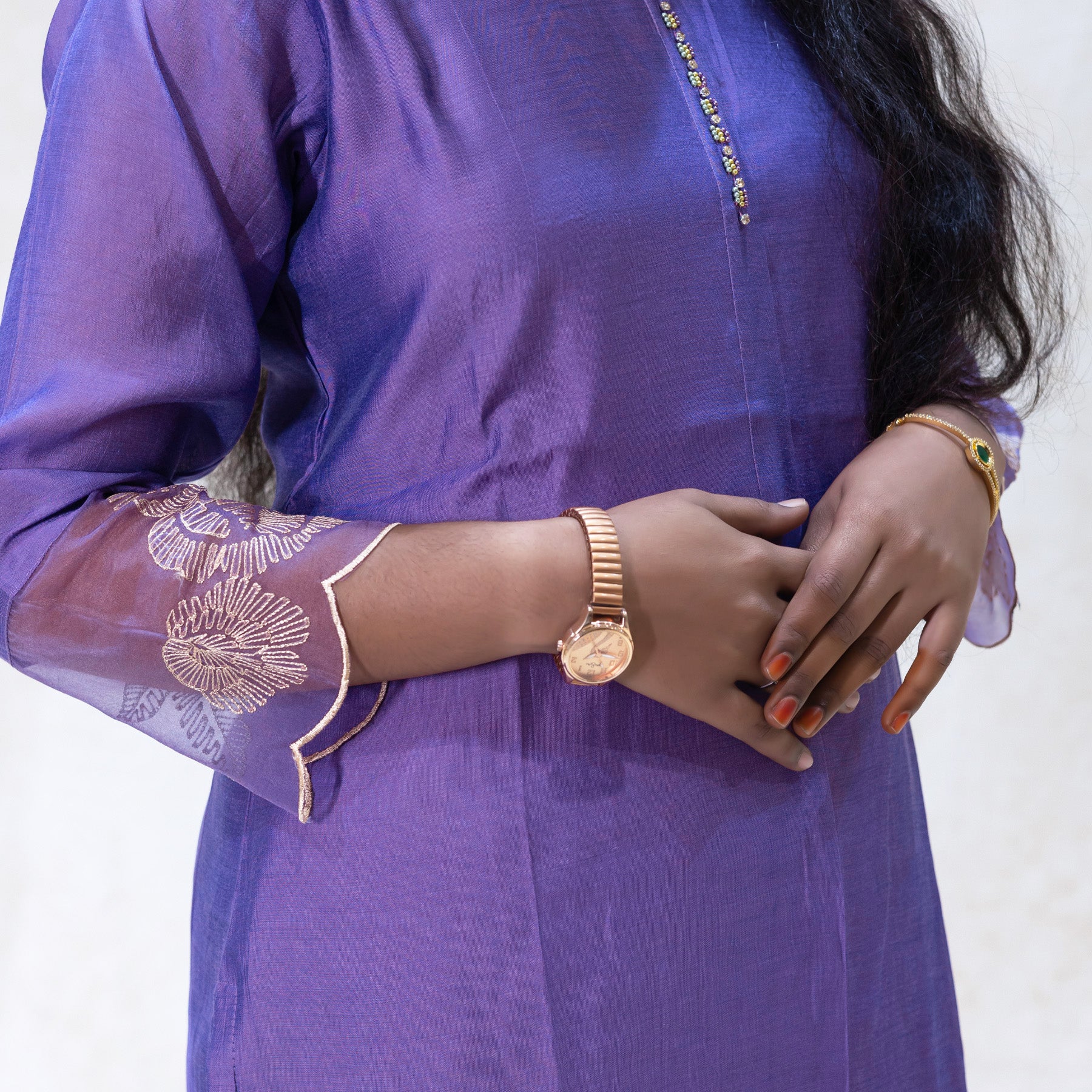 Anicham-Lavender Color Ladies Branded Co-ord-set Readymade