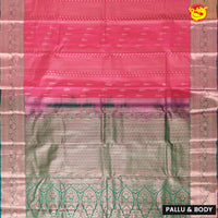 Pink with Green Soft Silk Saree