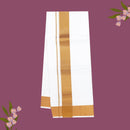 White with Golden  Border Single Layer Cotton Men’s Dhoti