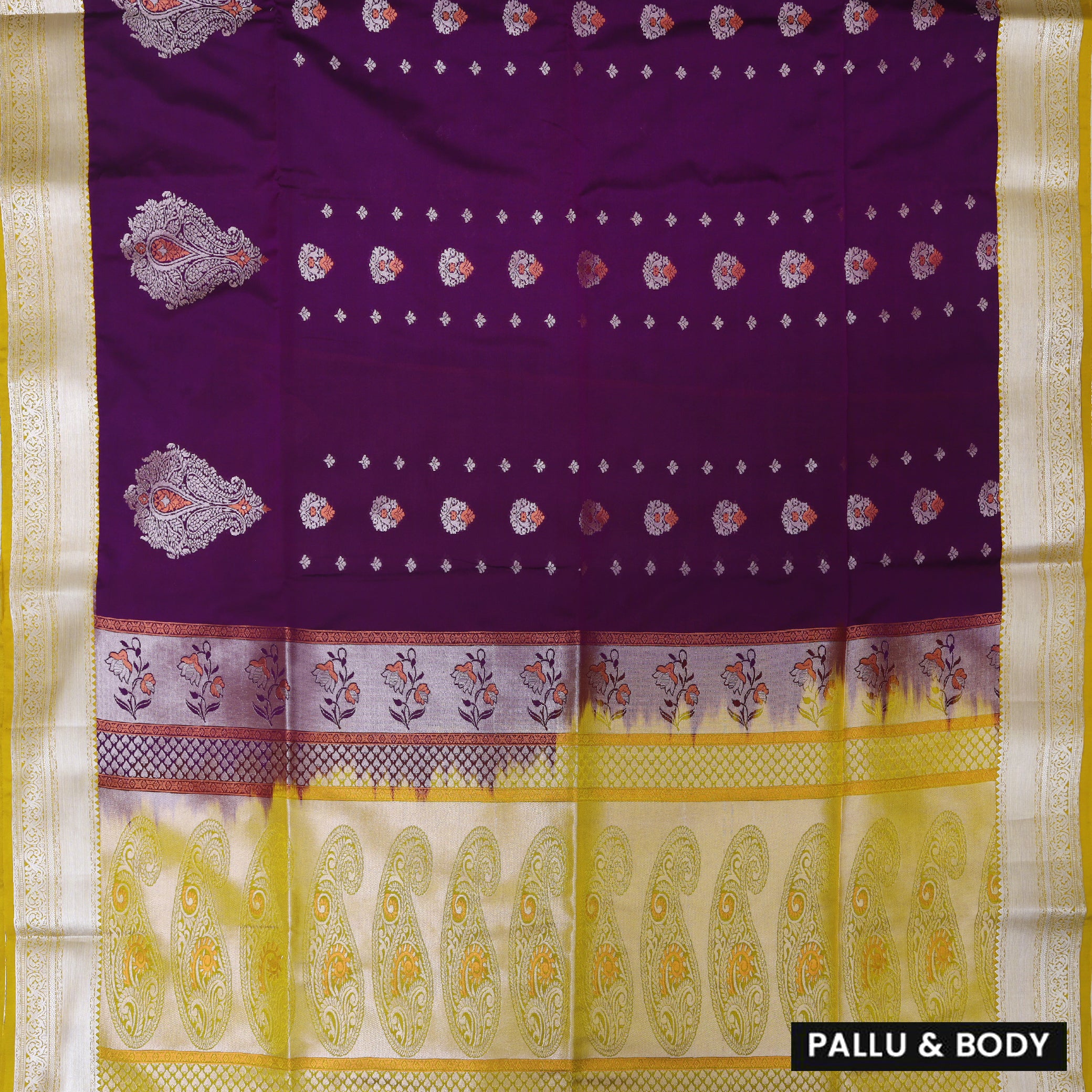 Dark Purple With Greenish Yellow Soft Silk Saree
