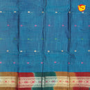 Light Blue with Red  Pure Bengal Cotton Saree without Blouse