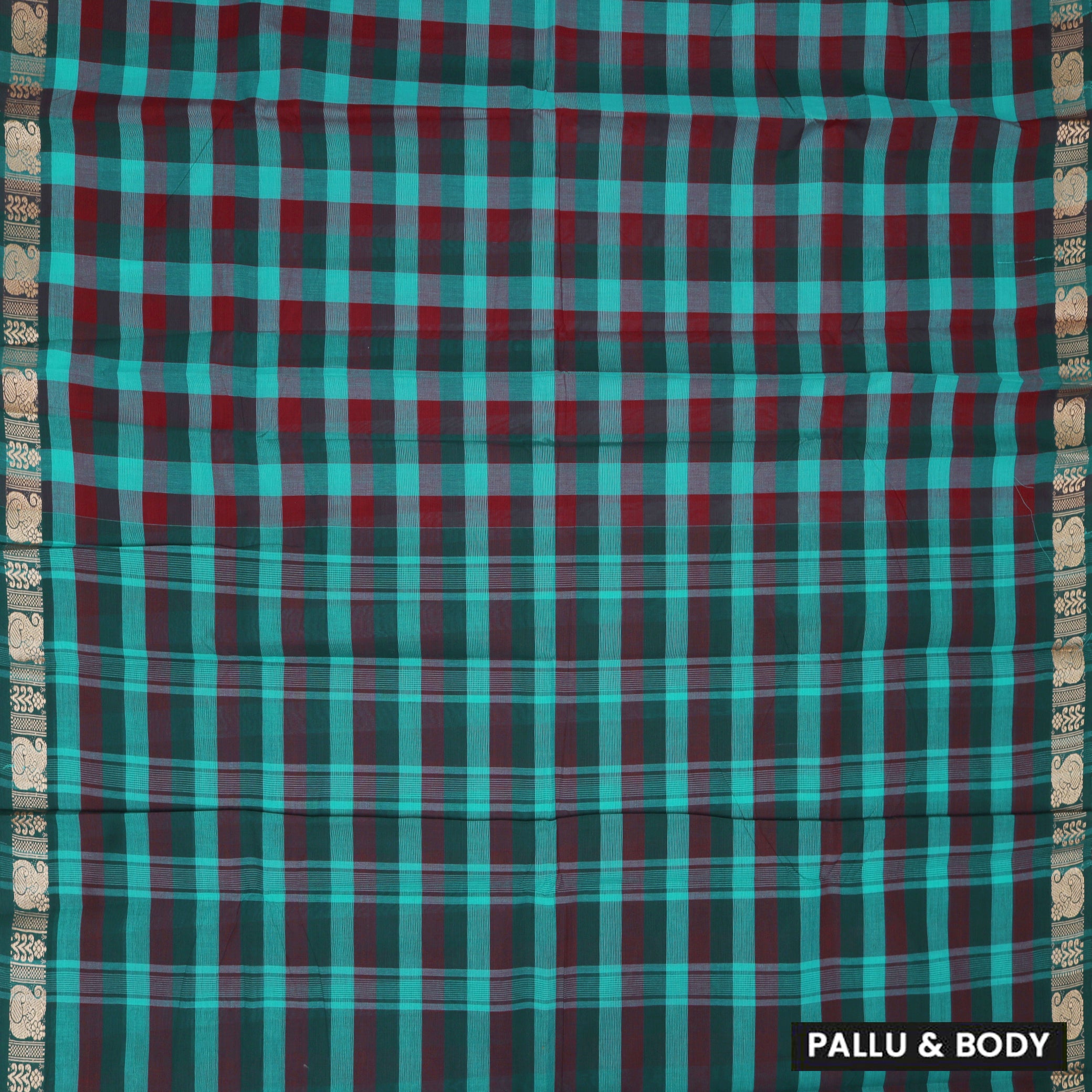 Multi Colour Small Checked Pattern Pure Chettinad Cotton Saree without Blouse