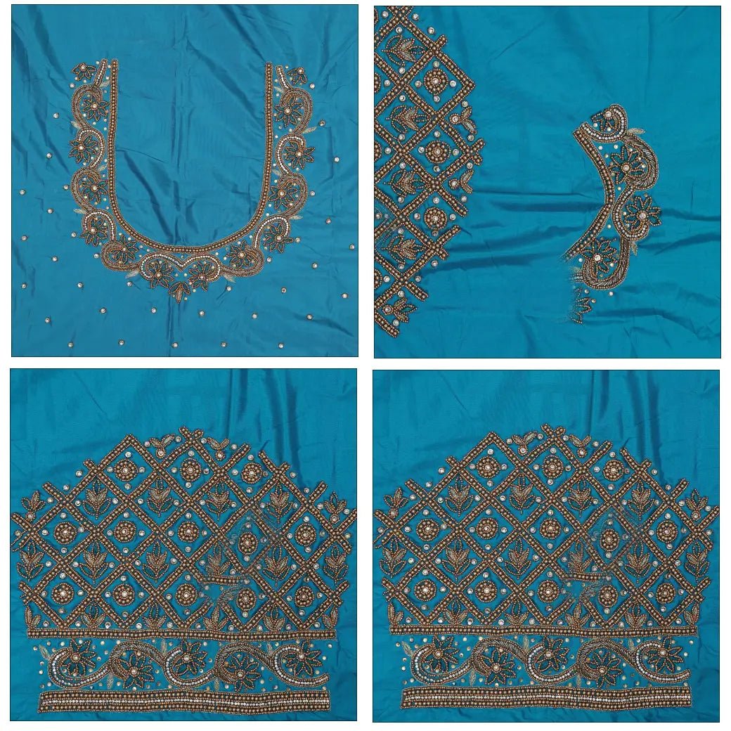 Peacock Blue Bridal Aariwork Blouse