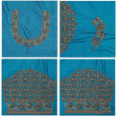 Peacock Blue Bridal Aariwork Blouse - Thenianantham