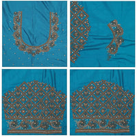 Peacock Blue Bridal Aariwork Blouse - Thenianantham