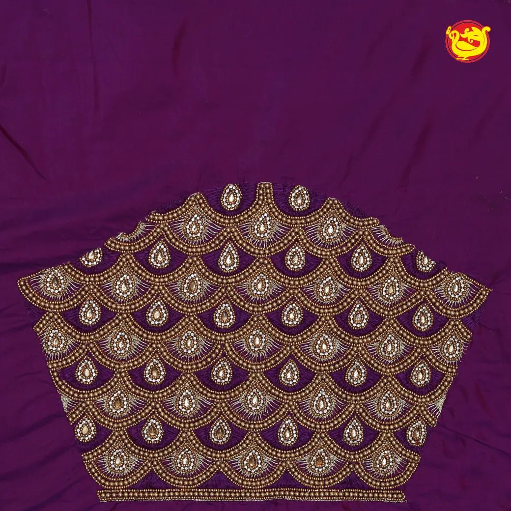 Purple Bridal Aariwork Blouse - Thenianantham