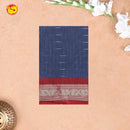 Blue with Red Pure Bengal Cotton Saree without Blouse