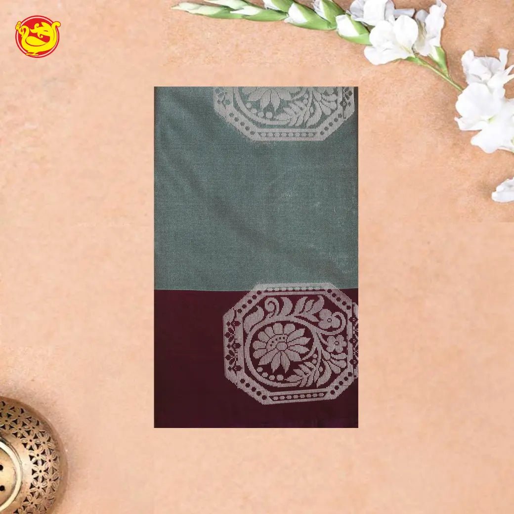 Sage Green with Dark Maroon Soft Silk Saree