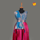 blue with Pink Girls & Women Branded Readymade Pattu Gown - Thenianantham