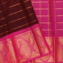 Dark Brown with Pink Stripes Sungudi  Cotton Saree without Blouse