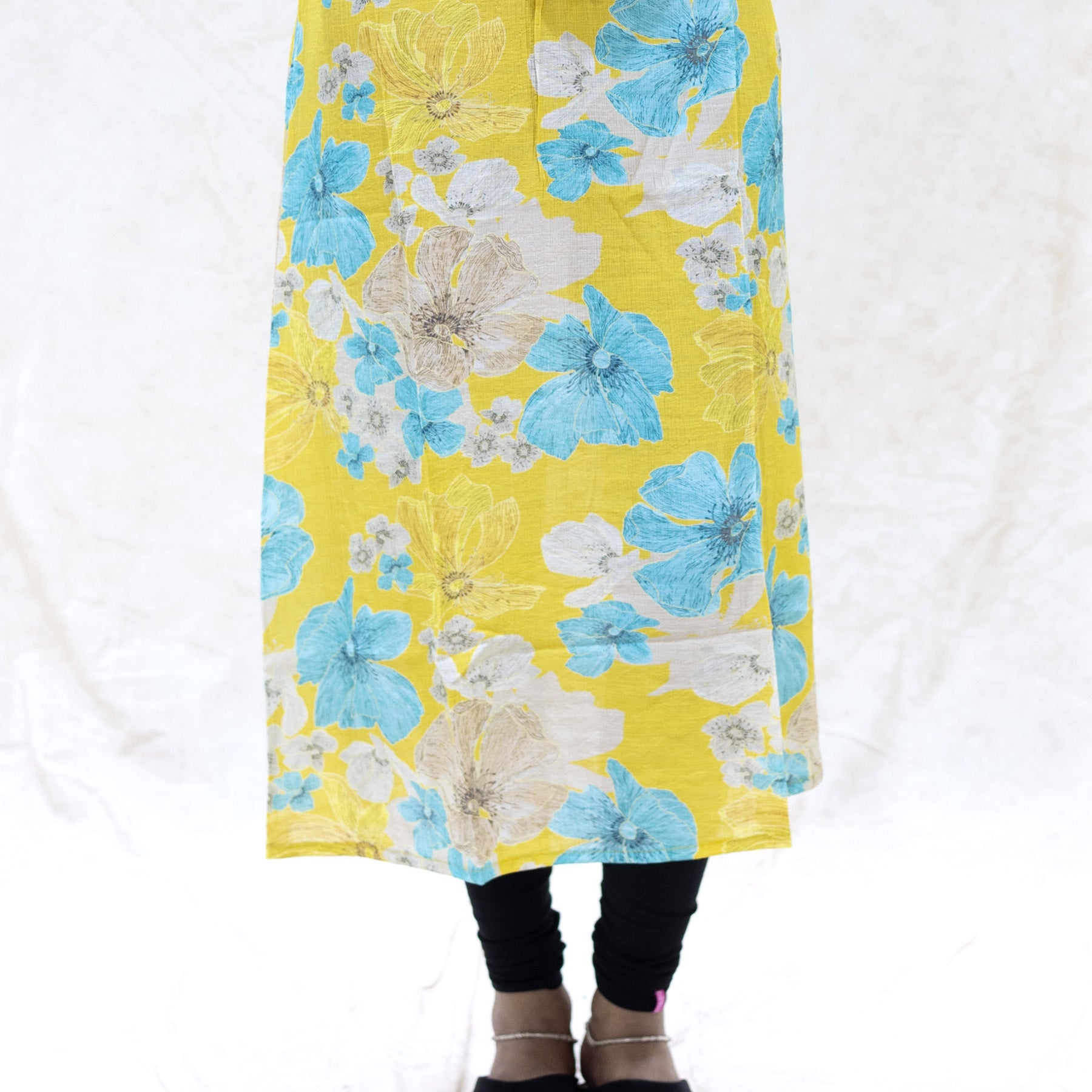 Iniya-Yellow with Blue Ladies Branded Umbrella Top Readymade
