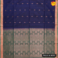 Blue With Green Pure Silk Cotton Saree - Thenianantham