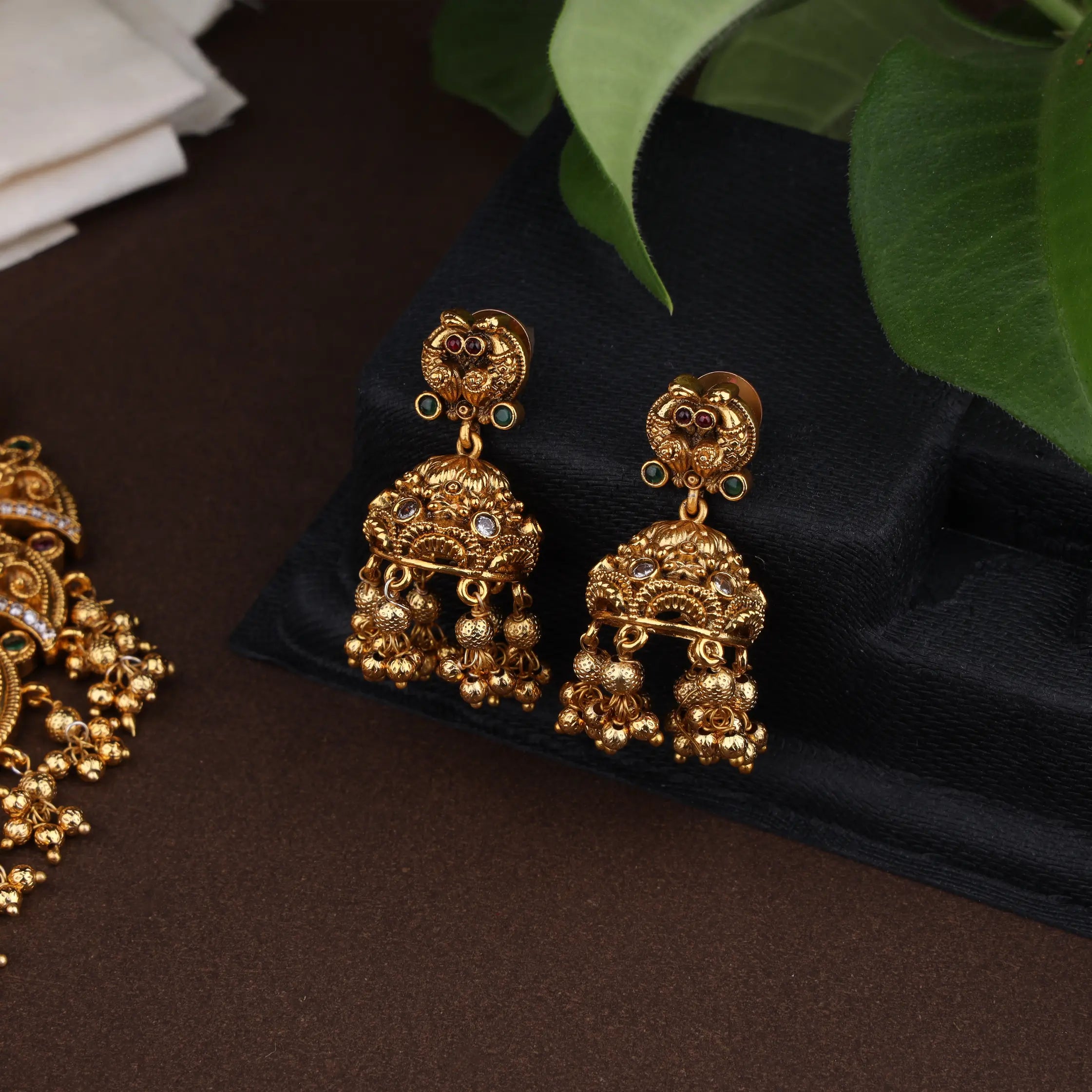 Antique sangu necklace with jhumkas