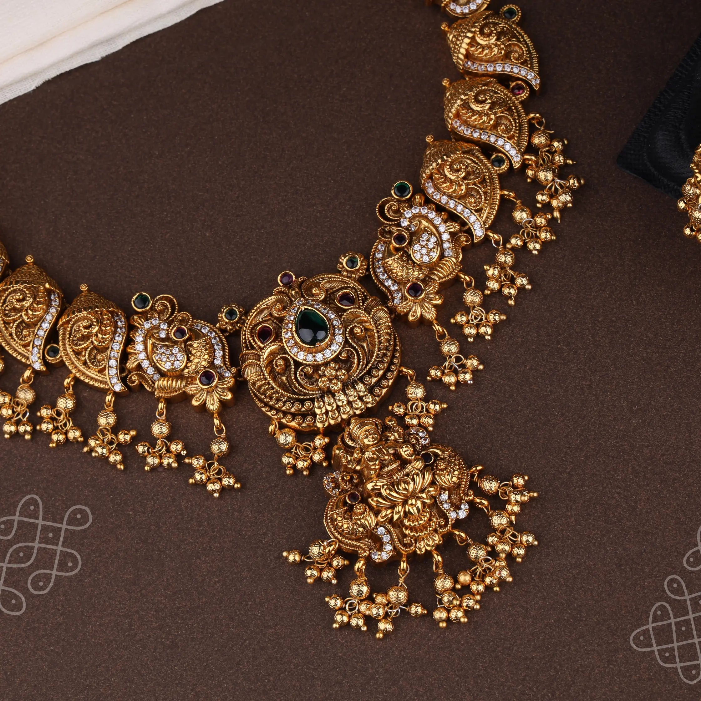 Antique sangu necklace with jhumkas