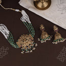 White and green beaded antique choker with jhumkas