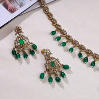 Victorian aaram set with green beads