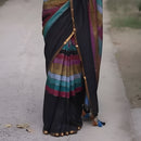 Black  With Multi Colour Mul Mul Cotton Sarees