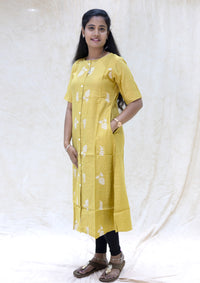Vannam- Mustard yellow Ladies Branded Umbrella Top Readymade