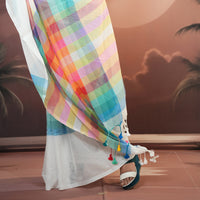 White With Multi Colour Mul Mul Cotton Sarees
