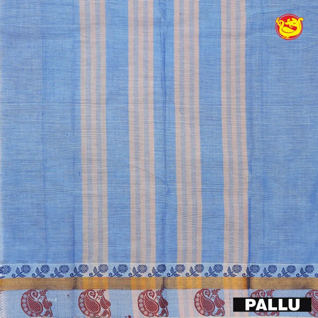 Light sky blue colour Pure Chettinad Cotton Saree without Blouse - Thenianantham