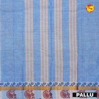 Light sky blue colour Pure Chettinad Cotton Saree without Blouse - Thenianantham