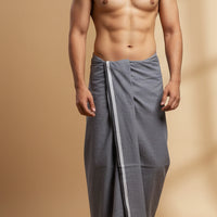 Ash Grey-Men’s Plain Cotton Lungi – Soft & Comfortable