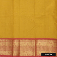 Mustard Yellow With Red Premium Quality Pure Cotton Saree