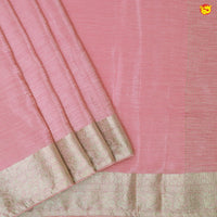 Dark Pastel Pink Stripes Design Tissue Crush Designer Saree with Readymade Designer HandWork Blouse - Thenianantham