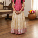 Pink With Sandal Girls Branded Readymade Pattu Pavadai