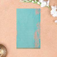 Sky Blue with Green Soft Silk Saree